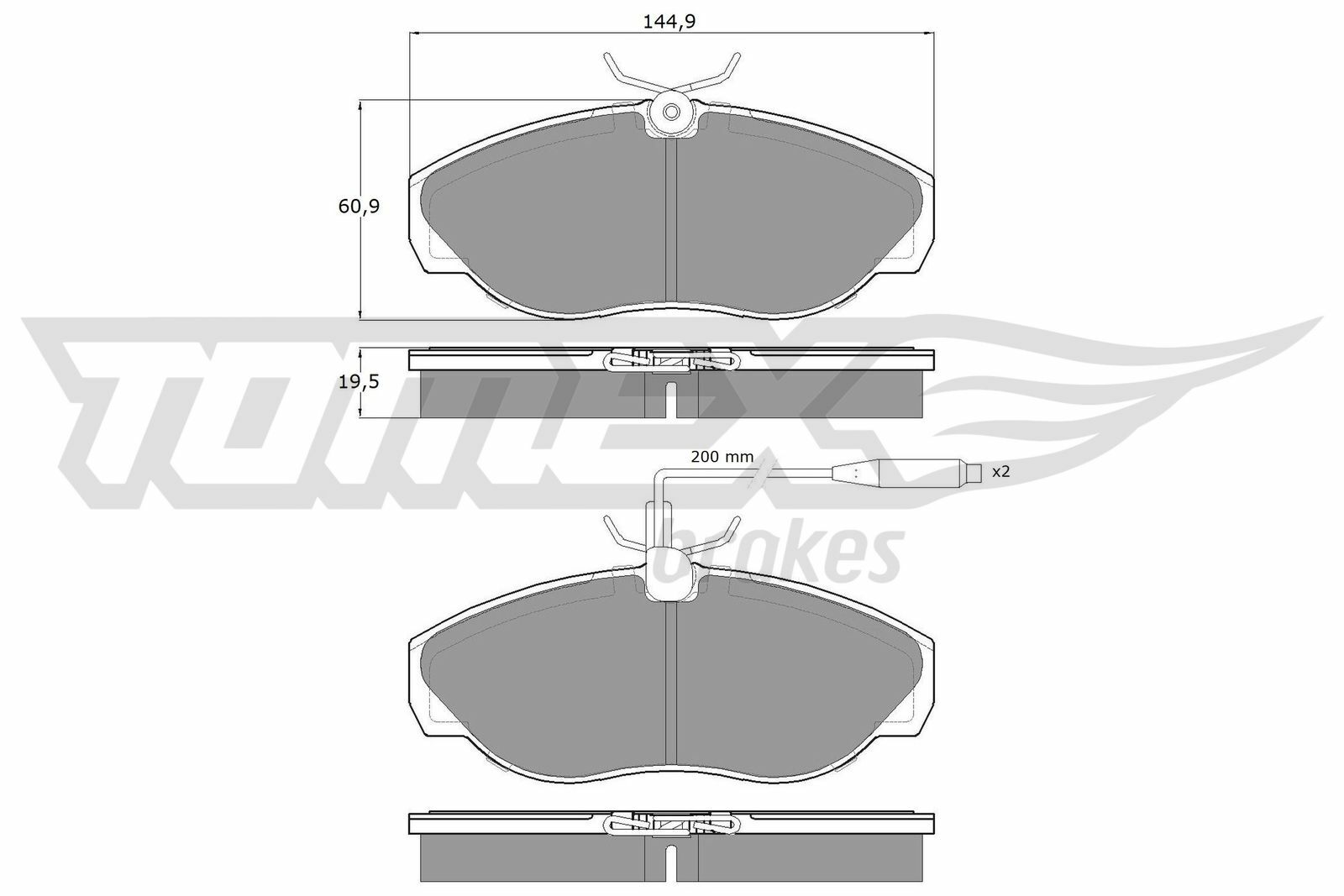 Sada brzdových destiček, kotoučová brzda TOMEX Brakes